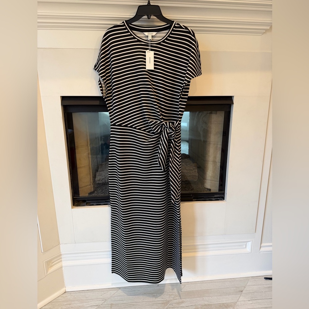 SPANX AirEssentials Black and White Striped Maxi Dress